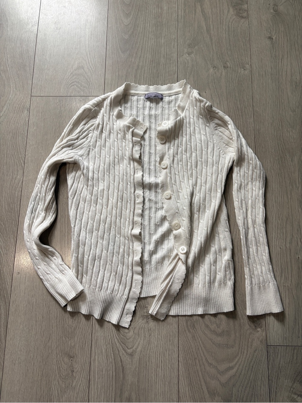 Laura Scott Ivory Cable-Knit Button Cardigan